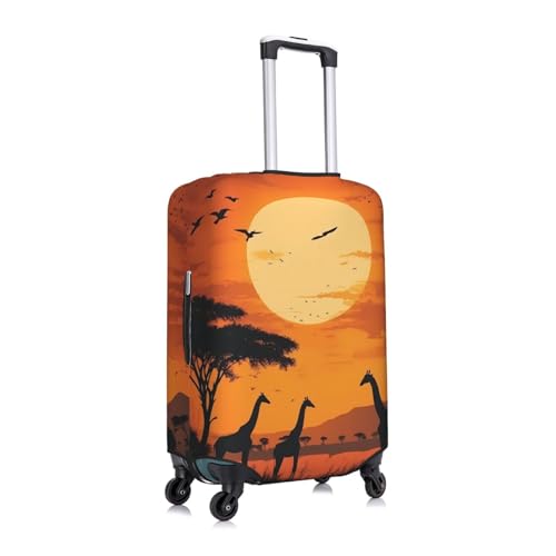 Sunset Giraffe Elastic Travel Luggage Cover, Washable Spandex Suitcase Protector, Anti-Scratch Fits 18-32 Inch3