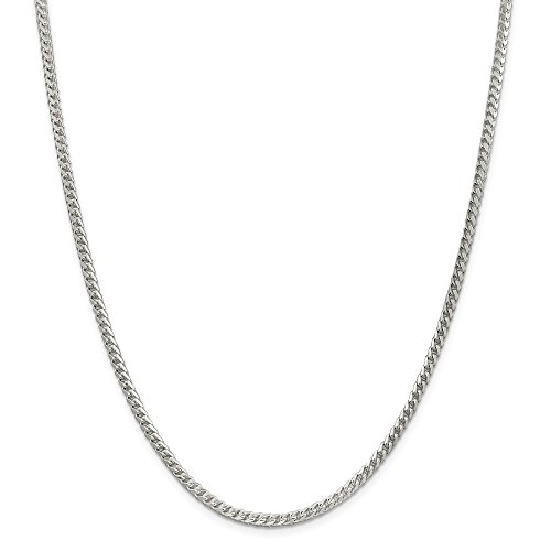 Solid 925 Sterling Silver 3.4mm Diamond-Cut Square Franco Necklace Chain - with Secure Lobster Lock Clasp