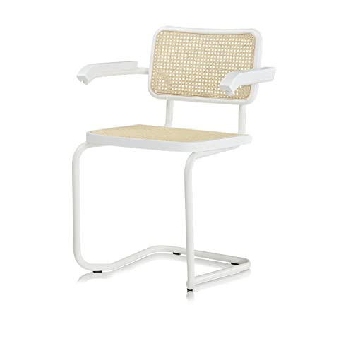 KHG Schwingstuhl Freischwinger mit Armlehnen weiß - Rückenlehne und...