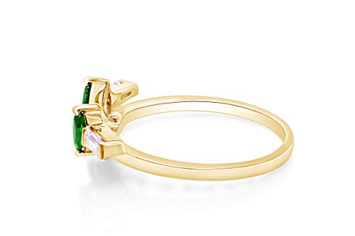 AFFY 0.57 Carat Simulated Emerald & White Cubic Zirconia Enhancer Guard 14K Gold Over Sterling Silver3
