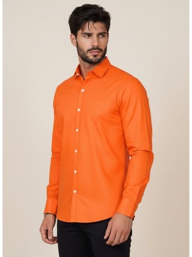 Image of Full Sleeve Black Formal Shirt for Men Cotton Regular Fit Casual - Pure Premium Branded Shirts for Men Formal Stylish Slim Plain Solid Man Wear as Office and Party