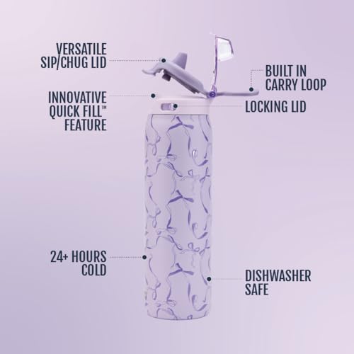 Image of Ello Pop & Fill Insulated Stainless Steel Water Bottle with Quick Fill Lid, Leakproof Locking, Sip or Chug Spout, BPA-Free, Double Wall Vacuum Insulated for Sports, Travel & School- 22oz / 32oz / 40oz