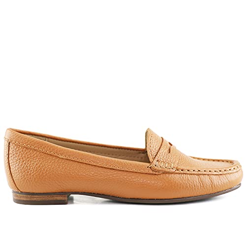 Image of Womens Casual Genuine Leather Comfortable Lightweight Driving Moaccasins Classic Fashion Penny Slip On Ladies Driving Loafer Flat Shoes