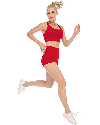 Athvotar High Waisted Spandex Shorts For Women, Booty Workout Yoga Biker Shorts (3" Red,M) #TOP4