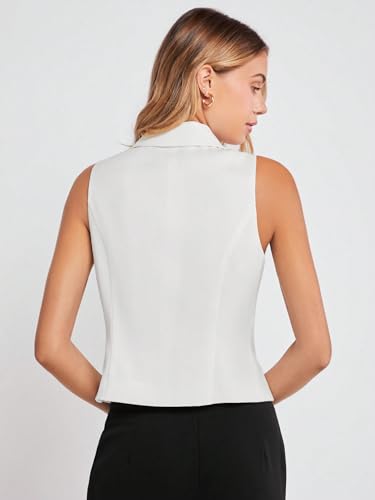 Women's Lapel Neck Blazer Vest Collar Button Front Office Vest Tops2
