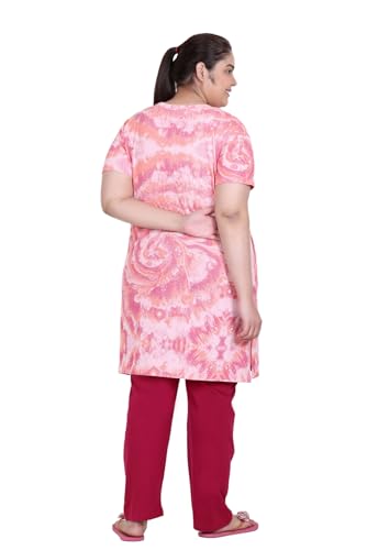 Image of RYSH Women's All-Over Printed Cotton Plus Size Longline T-Shirt with Pockets