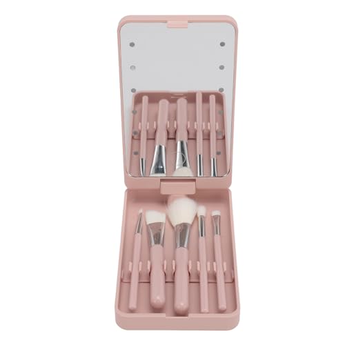 Travel Size Makeup Brushes Mini Set including Case, Light, Mirror, 5 Pcs Small Cosmetic Brushes - Image 2