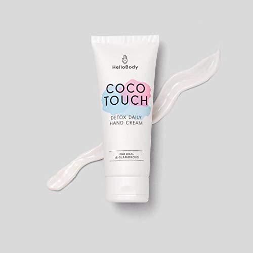HelloBody Coco Touch Detox Handcreme (75 ml)  Natürliche Hautpflege mit Detox-Effekt  feuchtigkeitsspendende Hand creme für rissige Hände  Kokos-Duft