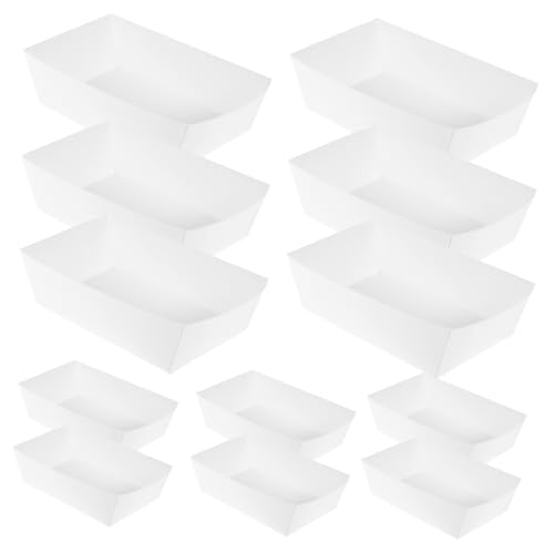 NAMOARLY 100pcs Box Small Paper Food Trays Hot Dog Trays Popcorn Bowl Food Serving Trays Mini Food Serving Platter Food Serving Boats French Fry Containers Waffle Popcorn Boxes Basket White