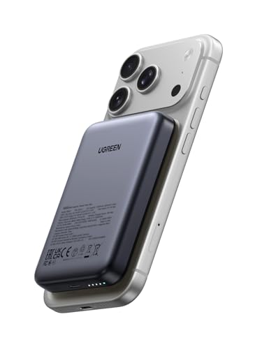 UGREEN Magsafe Power Bank 10000mAh, Wireless Portable Charger Fast Charging, Mobile Phone PD 20W Wired Charging for Samsung S25U, iPhone Magsafe Charger Battery Pack for iPhone 17-12 Series Black