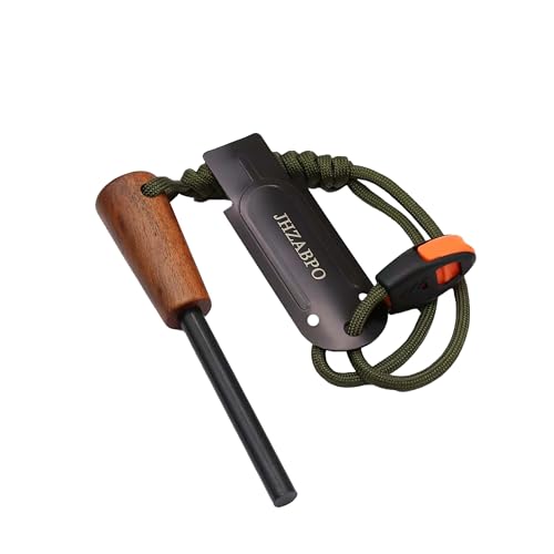 JHZABPO Fire Starter for Campfires, Flint and Steel Fire Starter Kit, Ferro Rod Survival Kit, Fast Fire Stick with Survival Whistle, Regular size