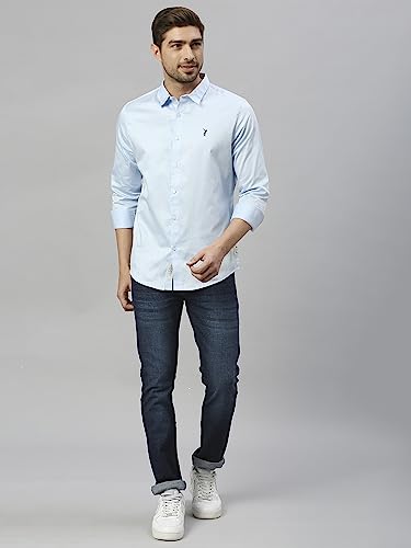 Image of Thomas Scott Men's | Solid | Full Sleeve | Slim Fit | Cotton Blend | Spread Collar | Casual Shirt