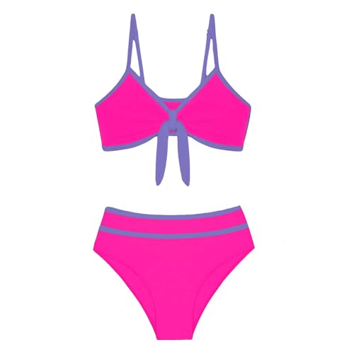 Generisch Conjunto de bikini para mujer con nudo de cintura alta, como traje de baño de dos piezas para una apariencia elegante en el agua, bikini deportivo negro, Rosa intenso., XL