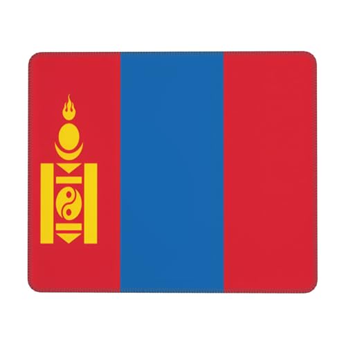 OFYGJFB Tapis de souris carré avec bords cousus – Petit tapis de souris pour souris sans fil, motif drapeau de la Mongolie, pour ordinateur portable, jeux, bureau et décoration d'intérieur – 20,1 x