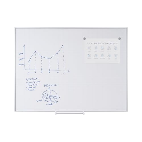 Planning magnétique émaillé tableau blanc quadrillé effaçable à sec 90x60