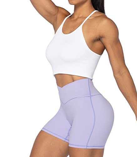 Image of Sunzel Crossover Biker Shorts for Women, No Front Seam V High Waist Yoga Workout Gym Shorts with Tummy Control | 4 Or 6-Inch Inseam, High Waisted, Tummy Control, Crossover Waist, Buttery Soft, No Front Seam, Squat Proof, Compression
