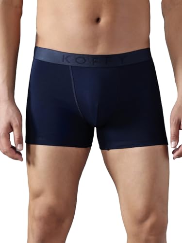 Image of KOFFY Men's Stretchable Cotton Lycra Long Trunk with C-Type Front Open | Wrinkle-Free | Ultra-Soft Elastic