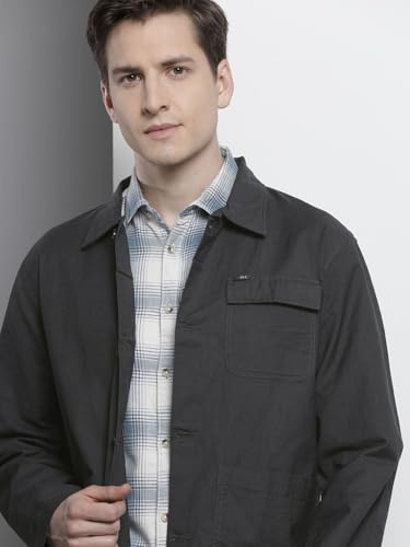 Image of The Indian Garage Co Men Slim Fit Solid Full Sleeves Cutaway Collar Street Wear Over Shirt