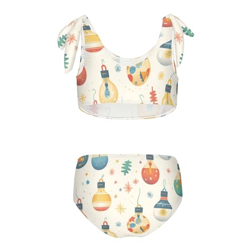 KLL Colorful Christmas Light Bulbs Girl Two Piece Bikini Set Quick-Dry Swimsuits Swimming Suits Adjustable Strap2
