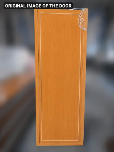Image of PVC Door with Frame, 30 mm Thick, 27 x 81 Inches (2.25 x 6.75 ft), Light Brown Color, Waterproof, Termite Resistant, 550 Density, 12 kg