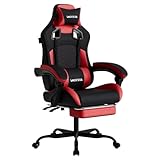 Gaming Chair with Footrest,High Back with Massage Reclining Computer Chair, Big and Tall Racing Gaming Chair Ergonomic Game Chair for Adults PVC Leather (Red)