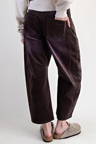 chouyatou Women's High Waisted Baggy Crop Corduroy Pants 2025 Fall Casual Barrel Harem Pants Trousers2