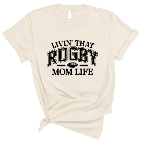 TeesAndTankYou Livin' That Rugby Mom Life Shirt Unisex Small Natural
