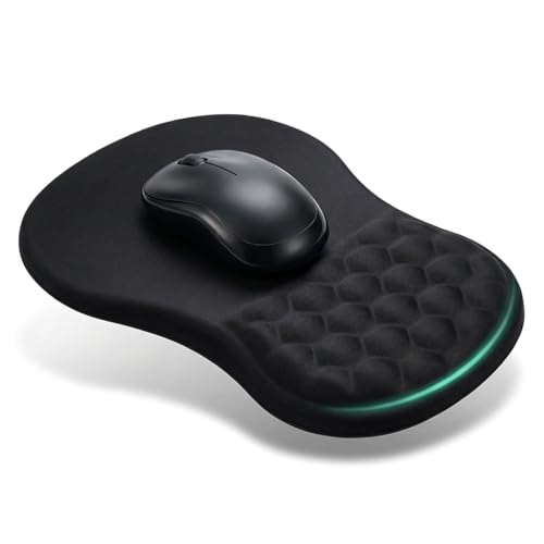 Image of Mouse Pad Wrist Support with Massage Design, Ergonomic Mouse Mat, Memory Foam, Anti-Slip PU Base, Cushion Mousepad Wrist Rest Pain Relief for Laptop, Computer, Gaming Mouse Pads (12x8inch)