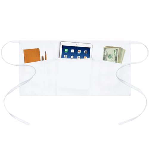 ysxkqz White Server Waist Apron with Pockets - Waitress Waiter Restaurant Waterproof Aprons