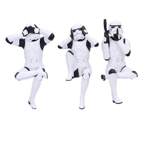 Nemesis Now Figuras de Stormtrooper de Three Wise Sitting de 11 cm, Resina, Blanco, Oficial Original Stormtrooper, Three Wise Shelf Sitters, colección de película de Ciencia ficción, Fundido en la