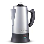 Elite Gourmet EC924 Electric Coffee Percolator, BPA Free, Keep Warm, Clear Brew Progress Knob, Cool-Touch Handle, Cordless Serve, 12-Cup, Stainless Steel