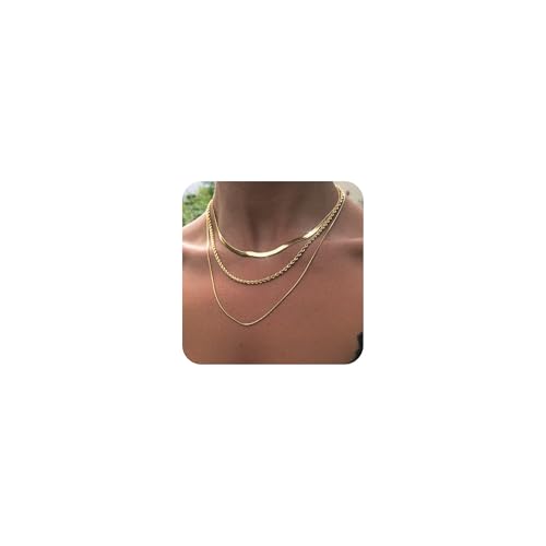 ZIIERMOSS 3PCS Gold Necklaces for Women,Chunky Statement Gold Plated Necklace