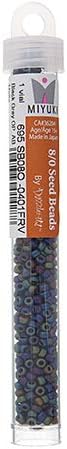 Miyuki 8/0 Japanese Glass Seed Beads 22gms SB401 in Black Grey OP. AB - Image 3