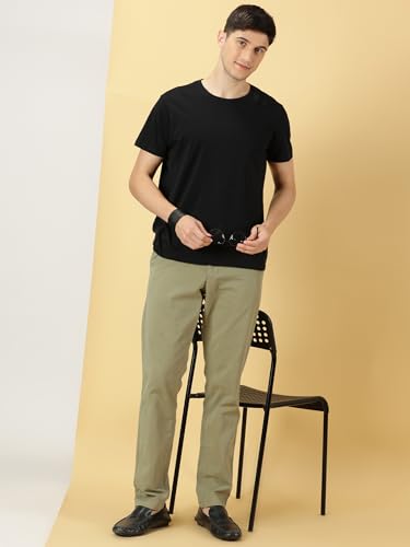 Image of Thomas Scott Men's | Solid | Light Weight | Breathable Fabric | 4 Pockets | Mid Rise | Slim Fit | 100% Cotton | Button Waist | Chino Trouser | Pants