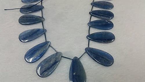 Cyanite bleue perles de lithothérapie minéraux rares poire lisse 14x29mm fil perles pour collier DIY