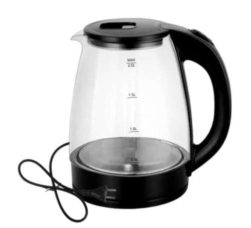Image of 2 Litre Glass Electric Kettle with Automatic Shut-Off | Blue LED Indicator Light | 360 Swivel Base | Electric Water Boiler for Tea, Coffee & Hot Water,Best for Home,office and Gifting
