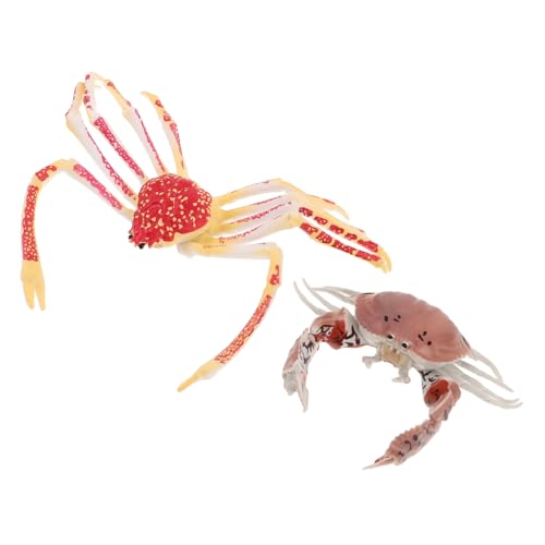 FELTECHELECTR 2個逼真なカニ模型 知育用海洋生物フィギュア 幼児向け人工カニおもちゃ 触感遊び用リアルな海の生き物デコレーション 幼稚園教室