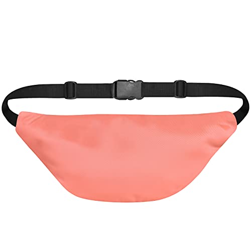 Image of Unisex Waist Pack Travel Handy Hiking Zip Pouch Elegant Style Document Money Phone Belt Sport Bag Bum Bag for Men and Women Nylon Adjustable Strap (Peach Pink Metal Zip)