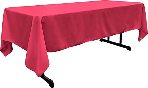 LA Linen Polyester Poplin Washable Rectangular Tablecloth, Stain and Wrinkle Resistant Table Cover 60x108, Fabric Table Cloth for Dinning, Kitchen, Party, Holiday 60 by 108-Inch, Fuchsia