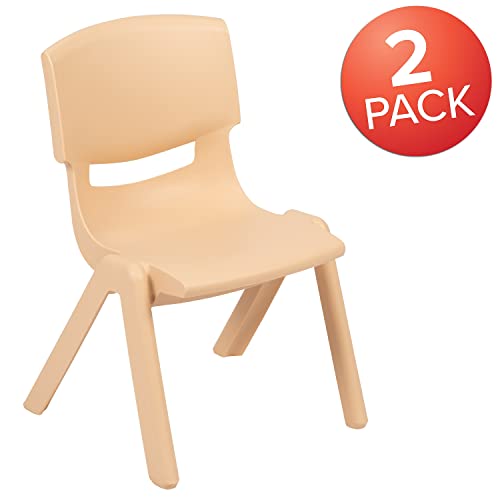 Image of Flash Furniture Whitney 2 Pack Natural Plastic Stackable School Chair with 10.5 inch Seat Height