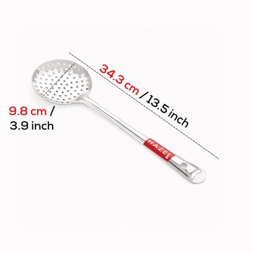 Image of HAZEL Stainless Steel Puri Frying Strainer Jhara Versatile Deep Fry Chhalni with Handle for Kitchen