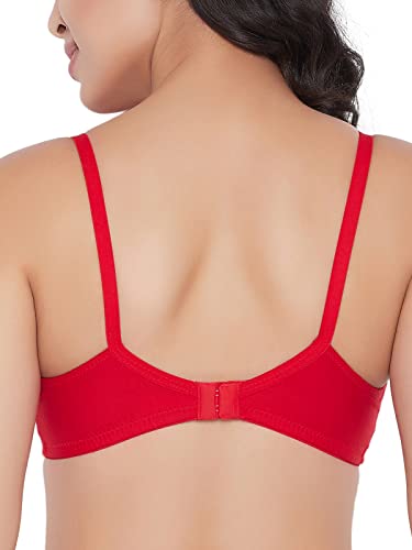 Image of Clovia Women's Cotton Non-Padded Non-Wired Full Cup Bra in Red