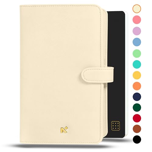 Image of NEORAH-PETITE Notebook SLEEVE with SNAP Button + Dotgrid JOURNAL|Faux Leather Sleeve + Penloop|2Front 1Back compartment|4 Card Slots|2 BookMarks|Gift Box- Fits any PETITE Softcover Notebook- AFTERGLOW