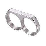 Mens 304 Stainless Steel Double Knuckle Rings Black Gold Silver Size 7-12 Z722 (Silver, 11)