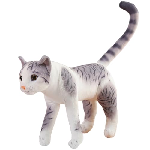 Animaux en peluche de chat tigré réaliste de 13,7 pouces pour dormir