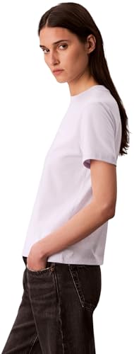 Calvin Klein Damen T-Shirt Kurzarm Logo Classic Regular Fit, Violett (Lacey Lilac), M – Ansicht 4