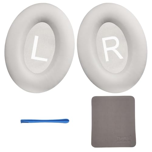 Premium Protein Leather Replacement Earpads for Bose NC700 - Soft Memory Foam Ear Cushions with Cleaning Cloth & Installation Video (Compatible with Bose Noise Cancelling Headphones 700 (White)