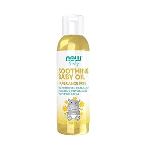 NOW Baby, Soothing Baby Oil, Fragrance Free, No Artificial Fragrance, Parabens, Phthalates, or Petrolatum, 4-Ounce