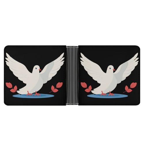 Dove of Peace Bifold Wallet PU Leather Coin Purse Lightweight Credit Card Holder Wallet Money Clip