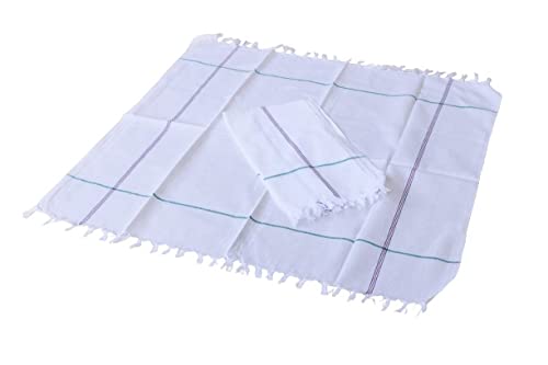 ash traders Handloom Men's Cotton White Handkerchiefs (Pack of 6, Stripes Printed, Solid white)-picture-13